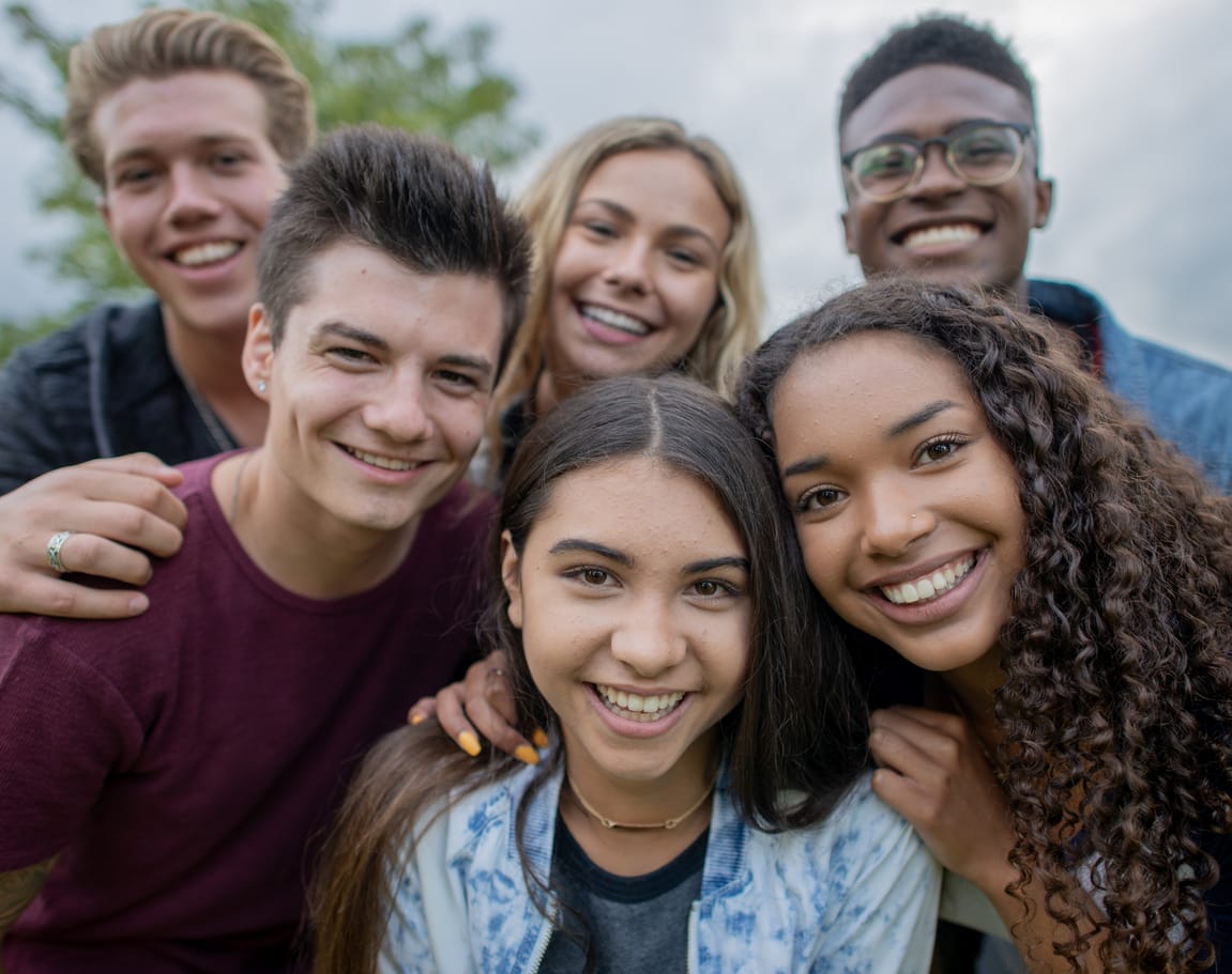 Casual Teens Group Portrait