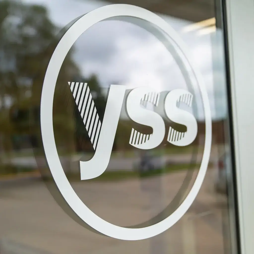 YSS logo printed on a window